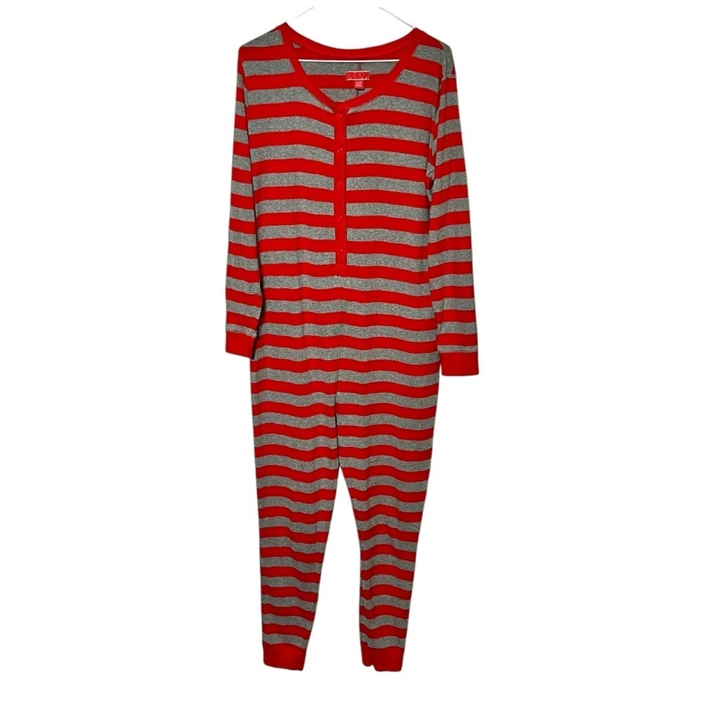 Target Striped Cotton One Piece Pajamas Size X Large Red/Gray